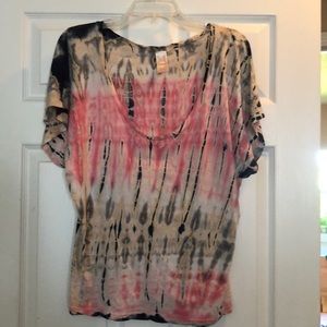 Tie dye, can be off the shoulder top